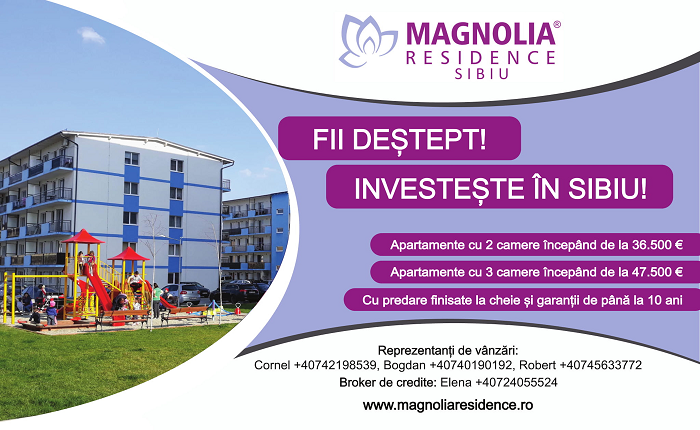 Magnolia Residence Sibiu oferă un discount substanțial persoanelor care vor cumpăra apartamente în luna august