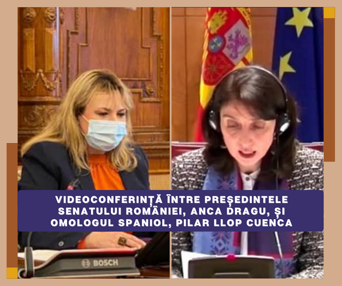 Videoconferința președintelui Senatului României, Anca Dragu, cu omologul spaniol, Pilar Llop Cuenca