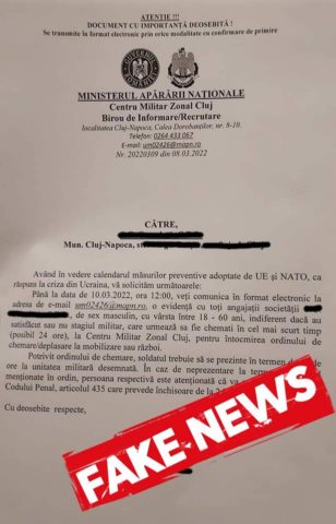 Atenție la înștiințările false trimise în numele MApN referitoare la mobilizarea rezerviștilor 2