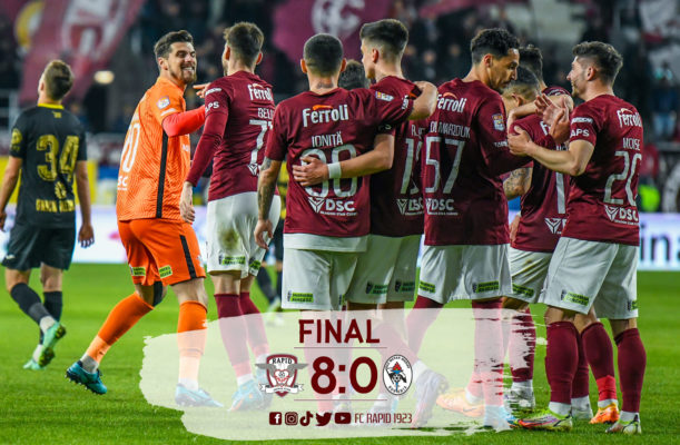 Fotbal: Rapid a realizat scorul campionatului, 8-0 cu Gaz Metan Mediaş