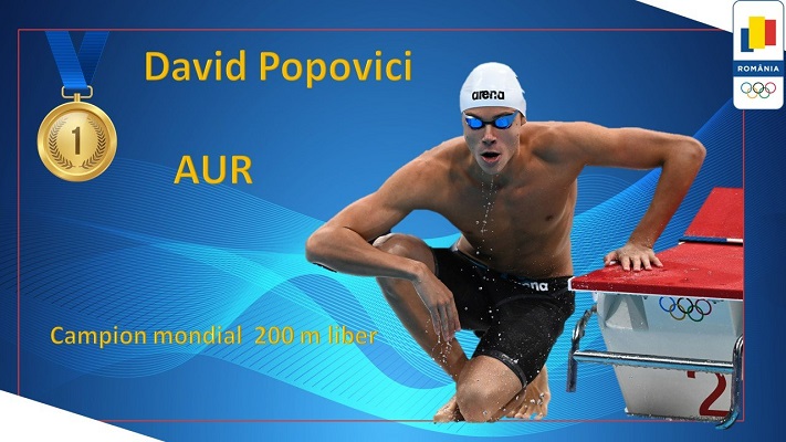 Înot: David Popovici a câştigat medalia de aur în proba de 200 m liber la Mondiale