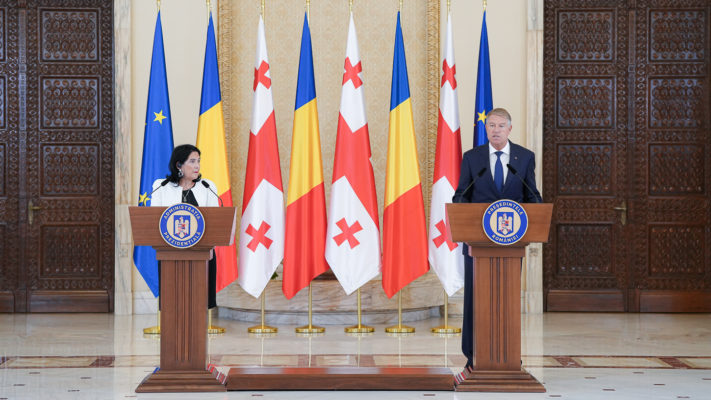 VIDEO Declaraţie comună privind stabilirea unui parteneriat strategic între România şi Georgia, semnată la Palatul Cotroceni