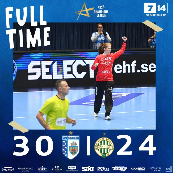 Handbal feminin: Victorie clară pentru CSM Bucureşti în Liga Campionilor, 30-24 cu Ferencvaros