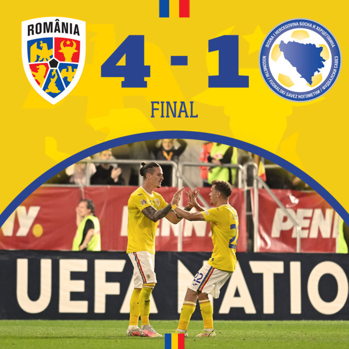 Fotbal: România a învins Bosnia-Herţegovina cu 4-1 în Liga Naţiunilor, dar a retrogradat în Liga C