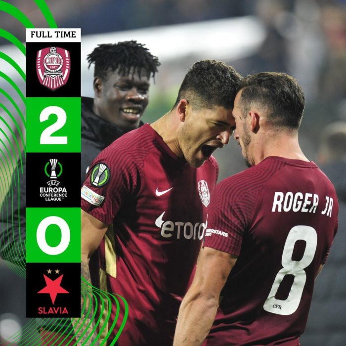 Fotbal: Victorie frumoasă pentru CFR Cluj, 2-0 cu Slavia Praga, în Europa Conference League