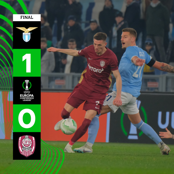 Fotbal: CFR Cluj, învinsă de Lazio cu 1-0, la Roma, în Europa Conference League